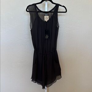 NWT Chaser Silk$150 MSRP Sheer Black Sleeveless dress with drawstring